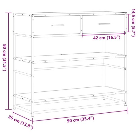  Stolik konsolowy, czarny, 90x35x80 cm, materiał drewnopochodny