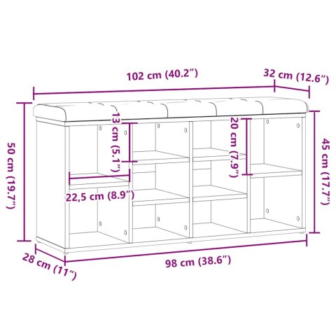  Ławka na buty Stare drewno 102x32x50 cm Drewno klejone