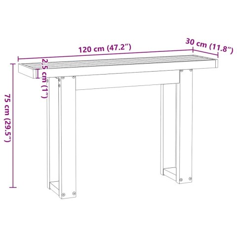  Stolik konsolowy, NOAIN, 120x30x75 cm, lite drewno sosnowe