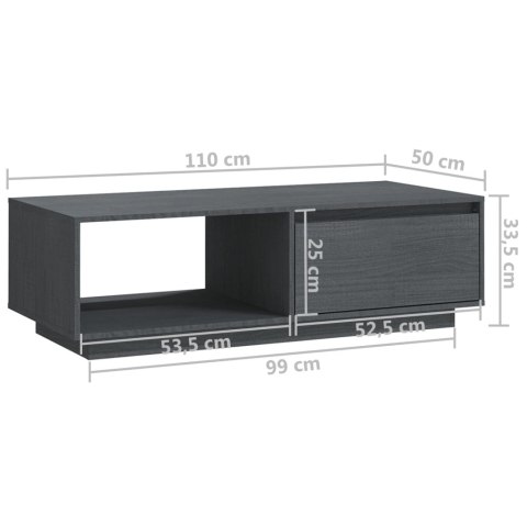  Stolik kawowy, szary, 110x50x33,5 cm, lite drewno sosnowe