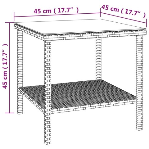  Stolik boczny, czarny, 45x45x45 cm, rattan PE i szkło hartowane