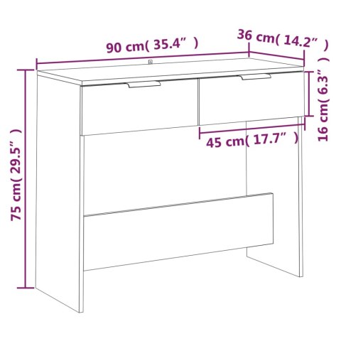  Stolik konsolowy, czarny, 90x36x75 cm, materiał drewnopochodny