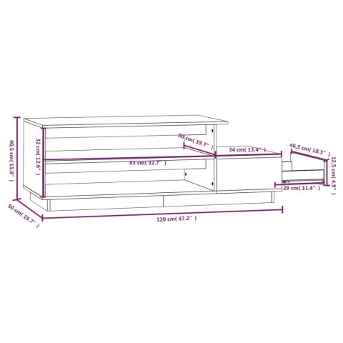  Stolik kawowy, szary, 120x50x40,5 cm, lite drewno sosnowe