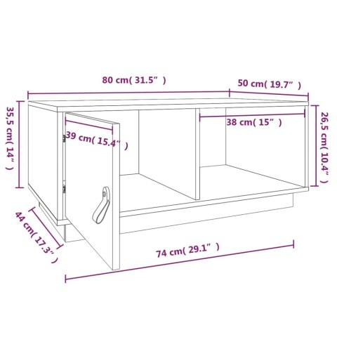  Stolik kawowy, szary, 80x50x35,5 cm, lite drewno sosnowe