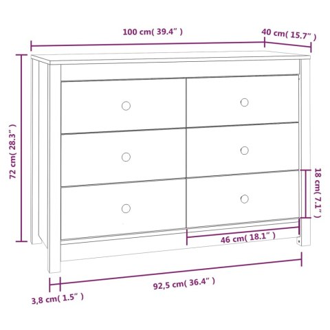  Komoda, szary, 100x40x72 cm, lite drewno sosnowe