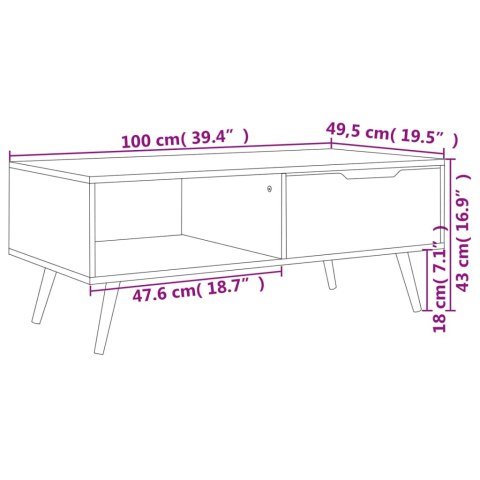  Stolik kawowy, betonowy szary, 100x49,5x43 cm