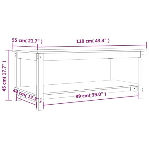  Stolik kawowy, czarny, 110x55x45 cm, lite drewno sosnowe