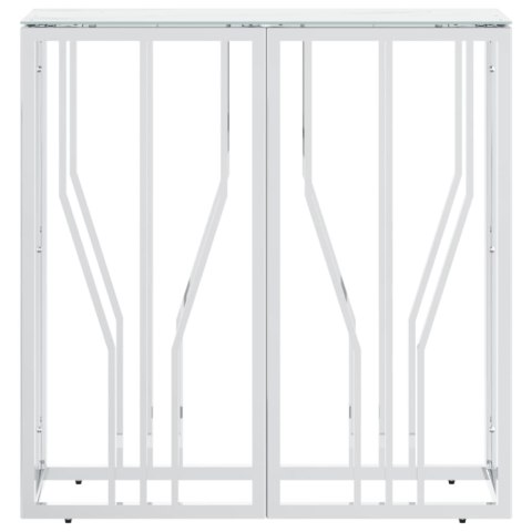  Stolik konsolowy, srebrny, 70x30x70 cm, stal nierdzewna i szkło