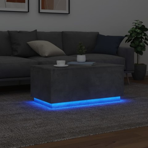  Stolik kawowy z oświetleniem LED, szarość betonu, 90x50x40 cm