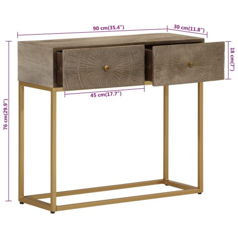  Stolik konsolowy, 90x30x76 cm, lite drewno mango i żelazo