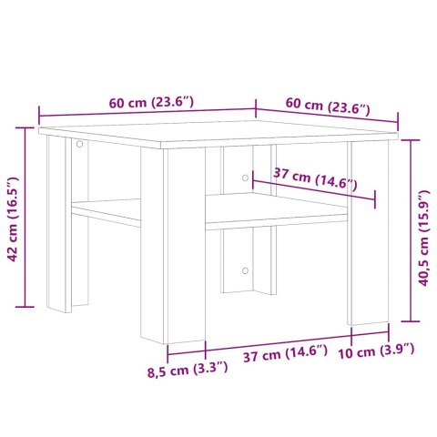  Stolik kawowy stare drewno 60x60x42 cm materiał drewnopochodny