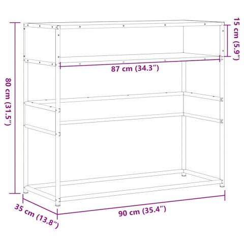  Stolik konsolowy, czarny, 90x35x80 cm, materiał drewnopochodny