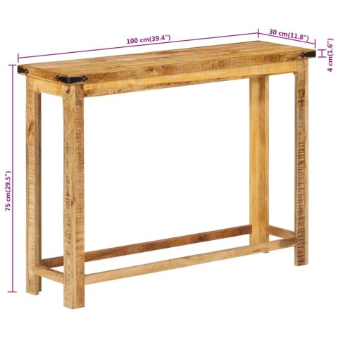  Stolik konsolowy, 100x30x75 cm, lite drewno mango