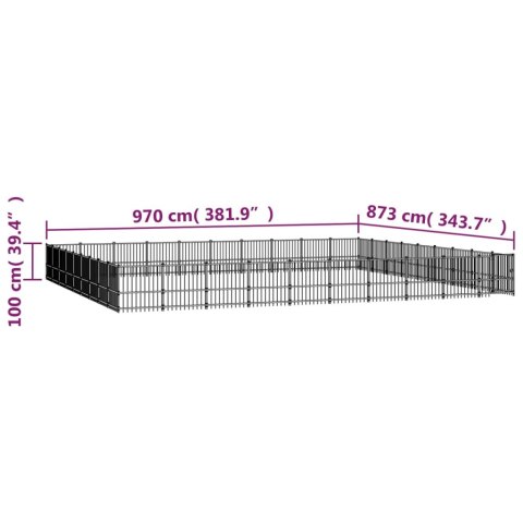  Kojec dla psa na zewnątrz, stalowy, 84,68 m²