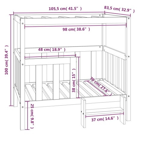  Legowisko dla psa, 105,5x83,5x100 cm, lite drewno sosnowe