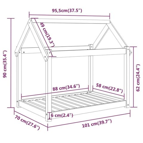  Legowisko dla psa, szare, 101x70x90 cm, lite drewno sosnowe