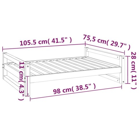  Legowisko dla psa, szare, 105,5x75,5x28 cm, lite drewno sosnowe