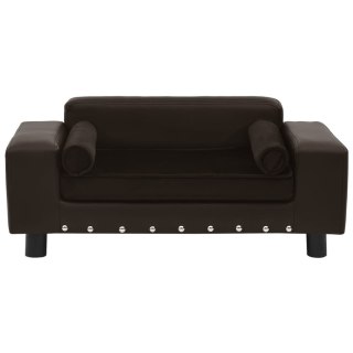  Sofa dla psa, brązowa, 81x43x31 cm, plusz i sztuczna skóra