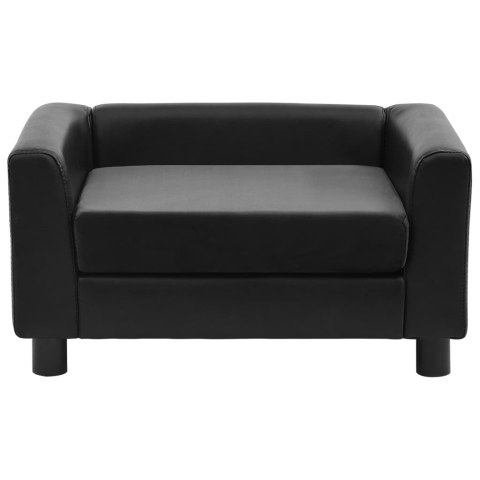  Sofa dla psa, czarna, 60x43x30 cm, plusz i sztuczna skóra