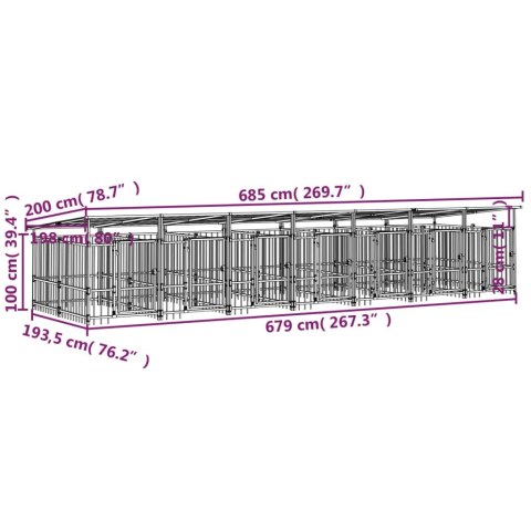  Kojec dla psa z zadaszeniem, stalowy, 13,14 m²