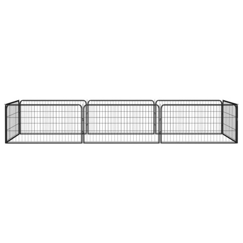  Kojec dla psa, 8 panele, czarny, 100x50 cm, stal