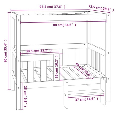  Legowisko dla psa, 95,5x73,5x90 cm, lite drewno sosnowe