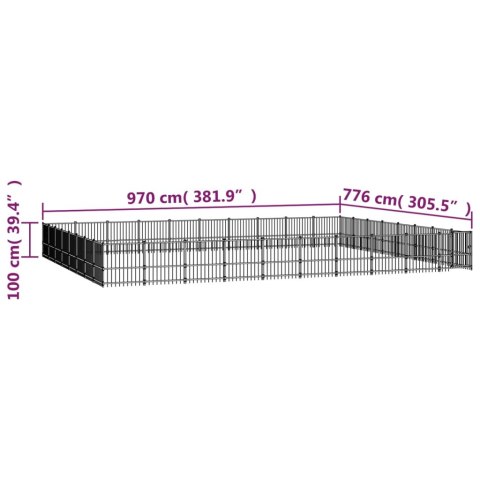  Kojec dla psa na zewnątrz, stalowy, 75,27 m²