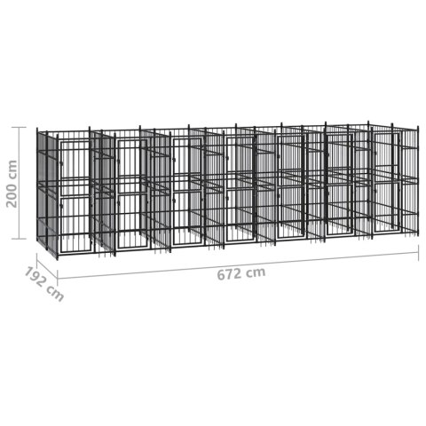  Kojec zewnętrzny dla psa, stalowy, 12,9 m²