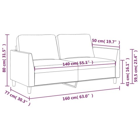  2-osobowa sofa, kremowy, 140 cm, sztuczna skóra