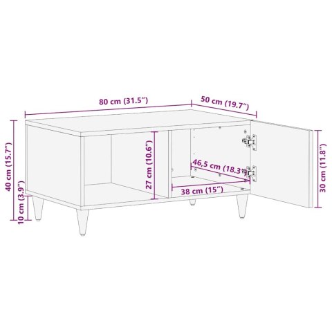  Stolik kawowy Jasnoszary 80x50x40 cm Drewno lite Mango