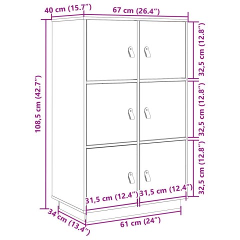  Kredens, czarny, 67x40x108,5 cm, lite drewno sosnowe