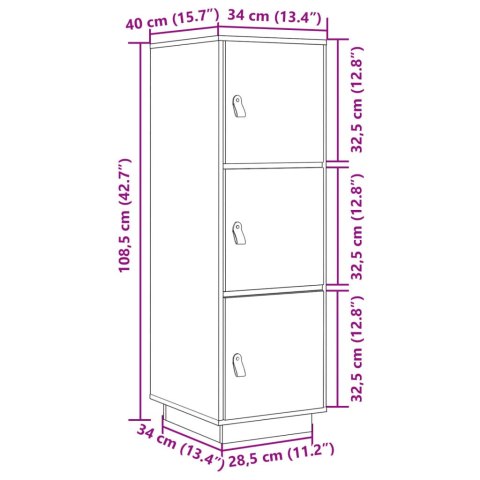  Szafka, szara, 34x40x108,5 cm, lite drewno sosnowe