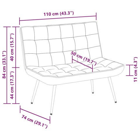  Ławka kremowa 110x74x84 cm aksamitna