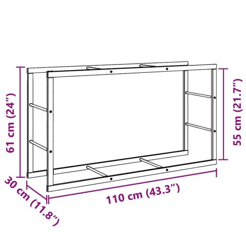  Stojak na drewno opałowe czarny 110x30x61 cm stalowy