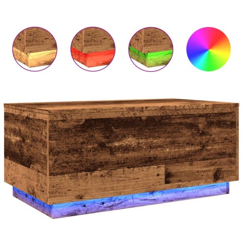  Stolik kawowy z oświetleniem LED, stare drewno, 90x50x40 cm