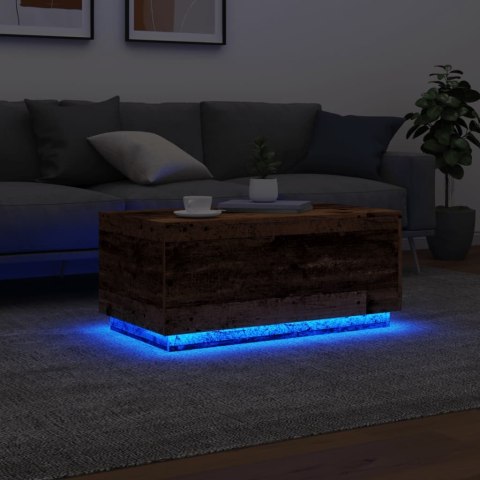  Stolik kawowy z oświetleniem LED, stare drewno, 90x50x40 cm