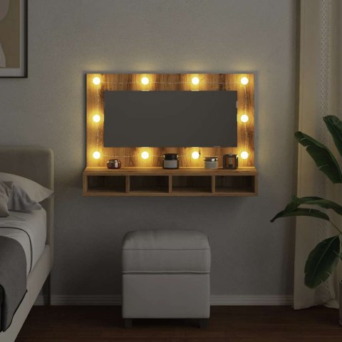  Szafka lustrzana z diodami LED dąb artisan 90x31,5x62 cm