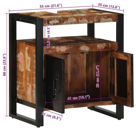  Szafka pod umywalkę łazienkową 55x35x60cm lite drewno odzyskane