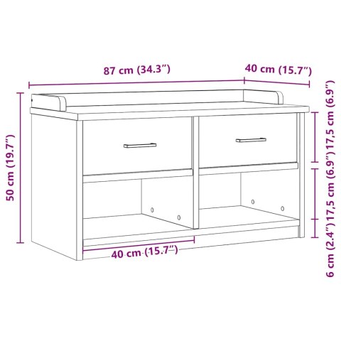  Ławka do przedpokoju "SANDNES" 87x40x50 cm lite drewno sosnowe