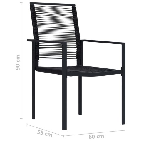  Krzesła ogrodowe, 4 szt., rattan PVC, czarne