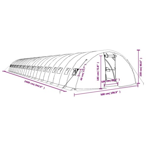  Szklarnia ze stalową ramą, biała, 120 m², 24x5x2,3 m