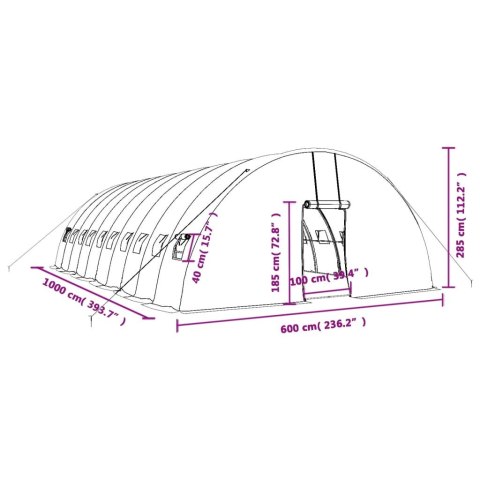  Szklarnia ze stalową ramą, biała, 60 m², 10x6x2,85 m