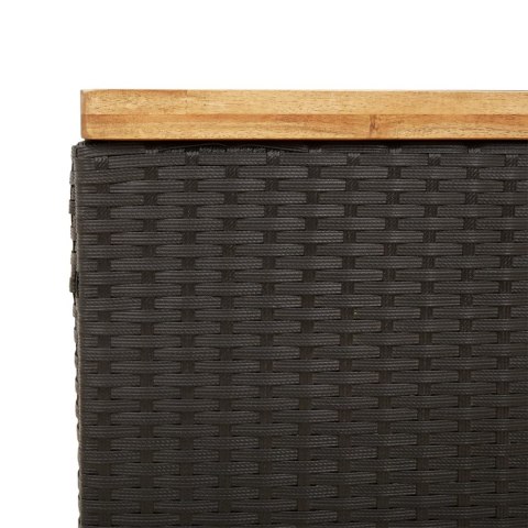  Skrzynia ogrodowa, czarna, 110x55x63 cm, polirattan i akacja