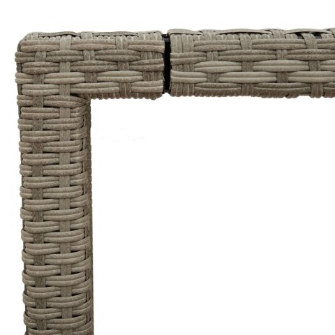  Stół ogrodowy ze szklanym blatem, szary 150x90x75 cm, rattan PE