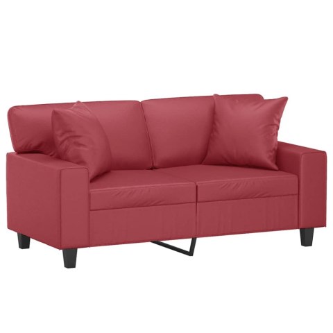  2-os. sofa z poduszkami, winna czerwień, 120 cm, sztuczna skóra