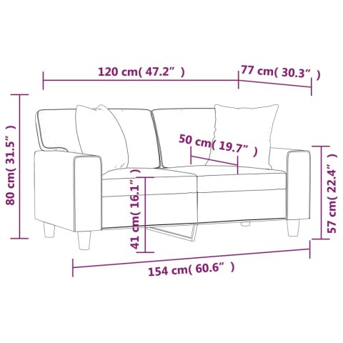  2-os. sofa z poduszkami, winna czerwień, 120 cm, sztuczna skóra