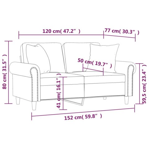  2-os. sofa z poduszkami, winna czerwień, 120 cm, sztuczna skóra