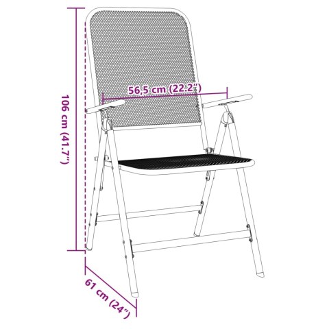 Składane krzesła ogrodowe, 2 szt., antracytowe, metalowa siatka