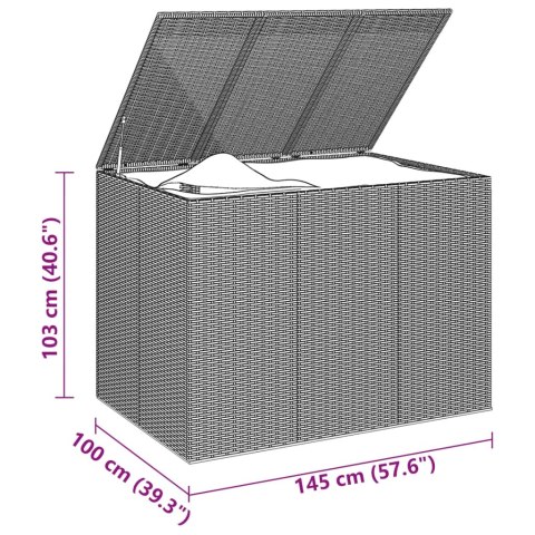  Skrzynia na poduszki ogrodowe, rattan PE, 145x100x103cm, brąz