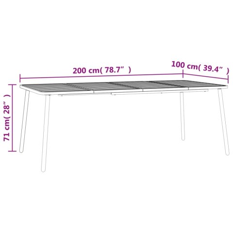  Stolik ogrodowy, antracytowy, 200x100x71 cm, stalowy